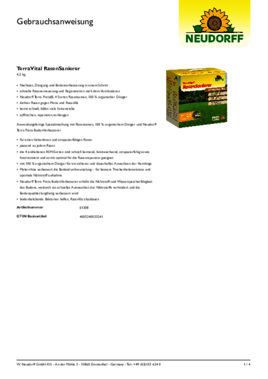 TerraVital RasenSanierer Gebrauchsanweisung