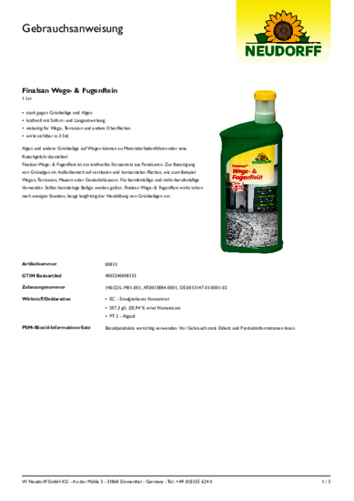Finalsan Wege- & FugenRein Gebrauchsanweisung