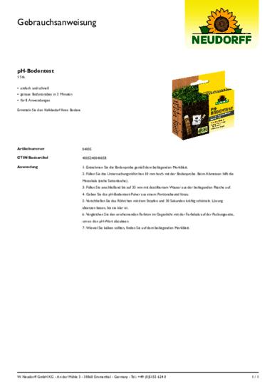 pH-Bodentest Gebrauchsanweisung