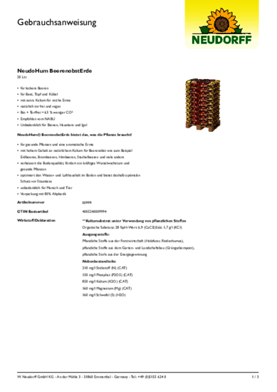 NeudoHum BeerenobstErde Gebrauchsanweisung