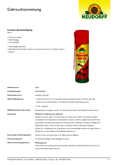 Loxiran AmeisenSpray Gebrauchsanweisung