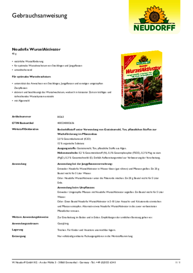 Neudofix WurzelAktivator Gebrauchsanweisung